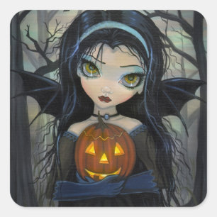 Pegatina Cuadrada Calcomanías de vampiros de Halloween de October Wo