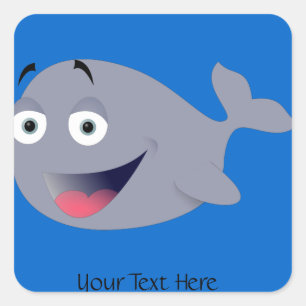 Pegatina Cuadrada Calcomanías personalizadas de ballena feliz linda