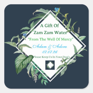 Pegatina Cuadrada Calcomanías Personalizadas de Nikkah Zam Zam Agua