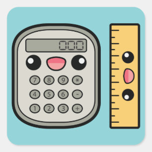 Pegatina Cuadrada Calculadora y regla linda