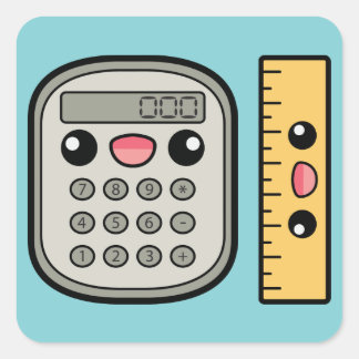 Pegatina Cuadrada Calculadora y regla linda