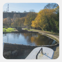 Pegatina Cuadrada Calder and Hebble Navigation: Salterhebble Locks