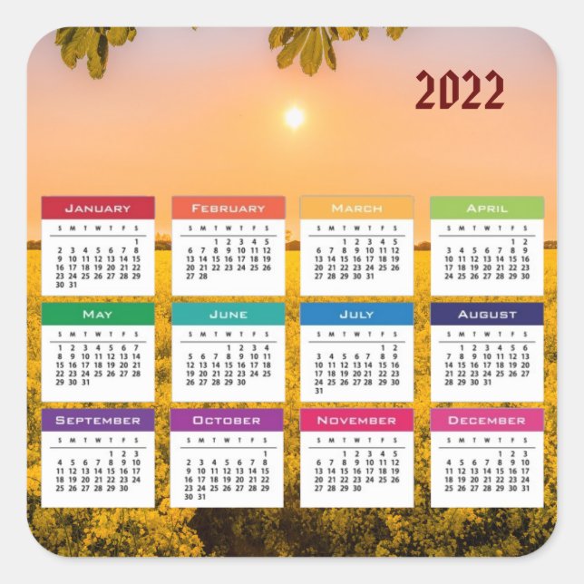 Pegatina Cuadrada Calendario 2022 (Anverso)