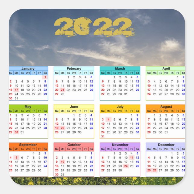 Pegatina Cuadrada Calendario 2022 (Anverso)
