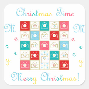 Pegatina Cuadrada Calendario del advenimiento del navidad del