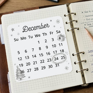 Pegatina Cuadrada Calendario flexible de inicio de diciembre de 2027