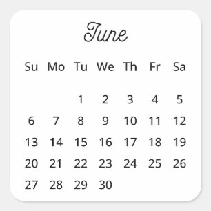Pegatina Cuadrada Calendario flexible de inicio para junio de 2027