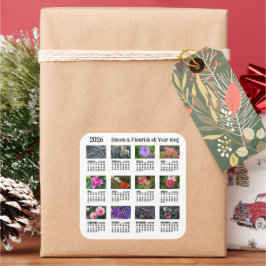 Pegatina Cuadrada Calendario Floral de Vinilo Personalizado 2026
