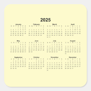 Pegatina Cuadrada Calendario Mensual de 2025