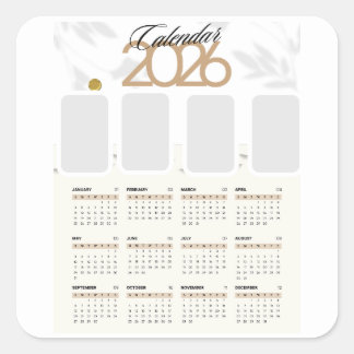 Pegatina Cuadrada calendario personalizado 2026