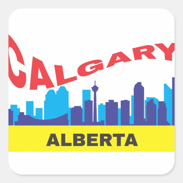 Pegatina Cuadrada Calgary (Anverso)