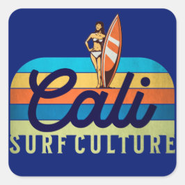 Pegatina Cuadrada Cali Surf Culture Vintage Style