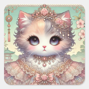 Pegatina Cuadrada Calico Princess Cat