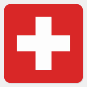 Pegatina Cuadrada Calidad de la bandera de Suiza