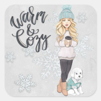 Pegatina Cuadrada Cálido y acogedor