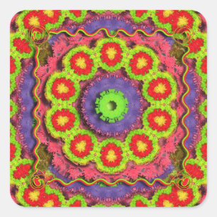 Pegatina Cuadrada Calidoscopio Abstracto de Piñata