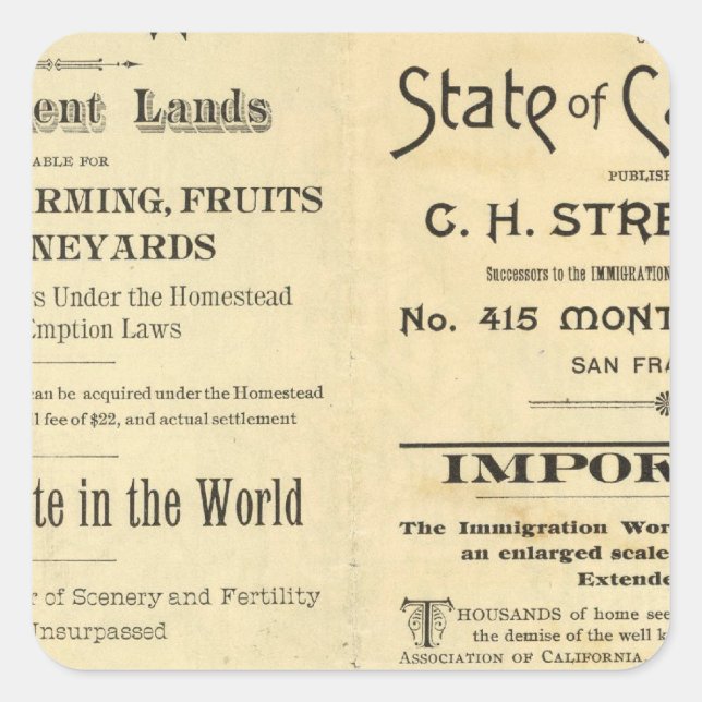 Pegatina Cuadrada California 2 (Anverso)