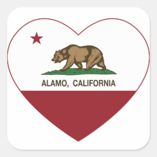 Pegatina Cuadrada california bandera alamo corazón