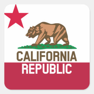 Pegatina Cuadrada CALIFORNIA Bandera Estatal REPÚBLICA Diseños Afila