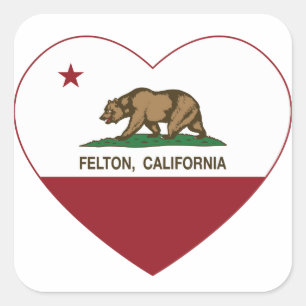 Pegatina Cuadrada california bandera felton heart