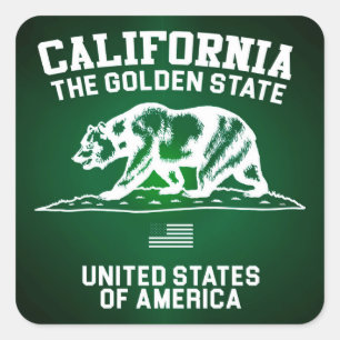 Pegatina Cuadrada California, el estado de oro