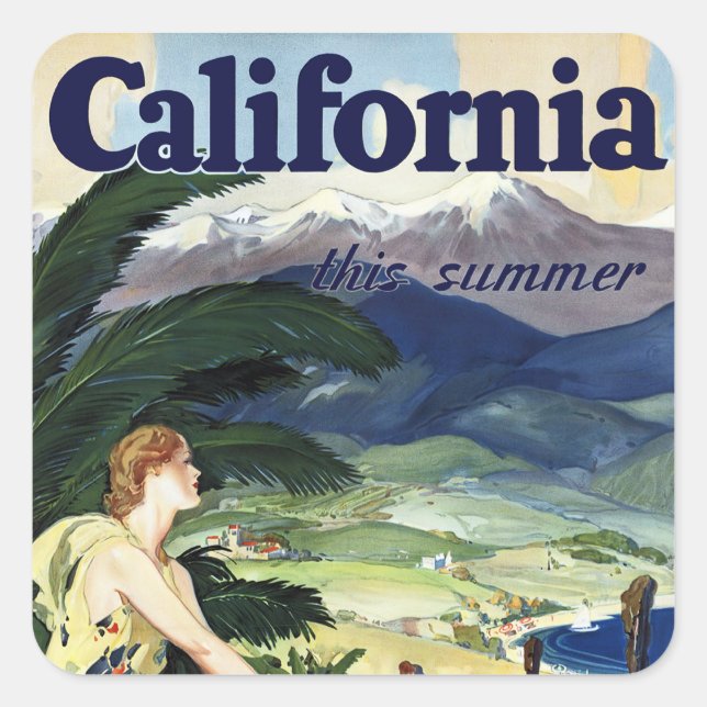 Pegatina Cuadrada California este verano (Anverso)