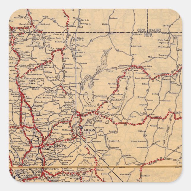 Pegatina Cuadrada California, Nevada (Anverso)