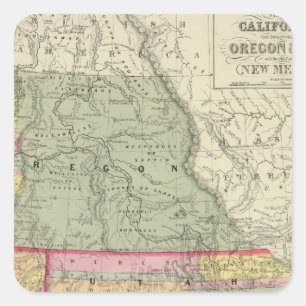 Pegatina Cuadrada California, Oregon, Utah, New México 2