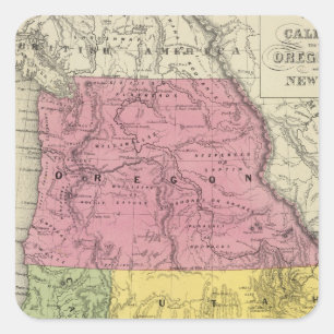 Pegatina Cuadrada California, Oregón, Utah, Nuevo México
