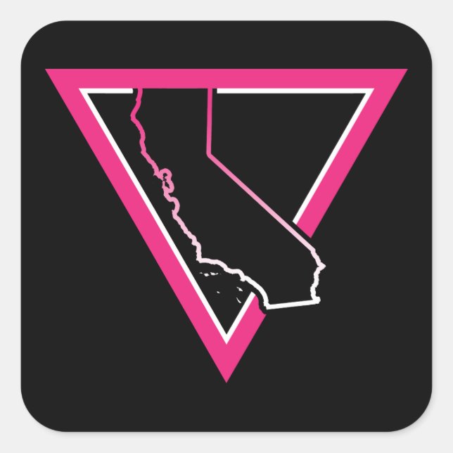 Pegatina Cuadrada california triangular rosa (Anverso)