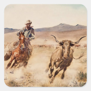 Pegatina Cuadrada “California Vaquero” de Edward Borein