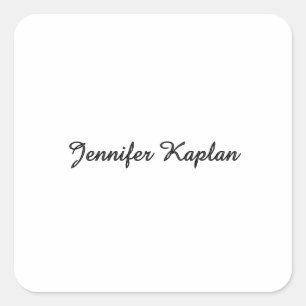 Pegatina Cuadrada Caligrafía Clásica Minimalista Profesional