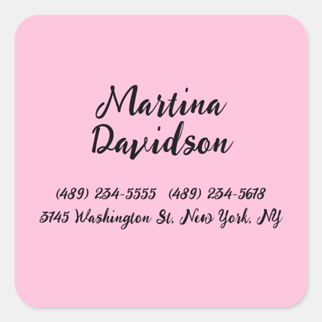 Pegatina Cuadrada Caligrafía creativa rosa original (Anverso)
