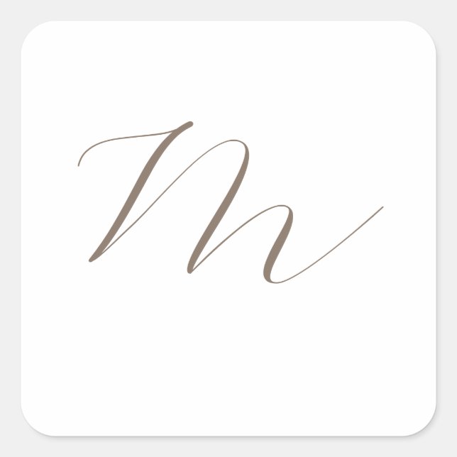 Pegatina Cuadrada Caligrafía de monograma Clásica Única Moderna (Anverso)
