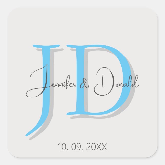 Pegatina Cuadrada Caligrafía de monograma de letra clásica de moda (Anverso)
