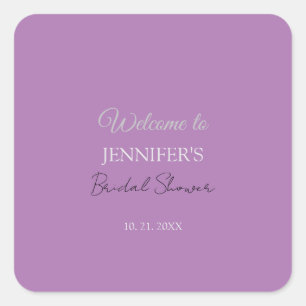 Pegatina Cuadrada Caligrafía Elegante Lavanda Bienvenida Despedida d