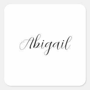 Pegatina Cuadrada Caligrafía Elegante Llanto Blanco Negro Nombre sim