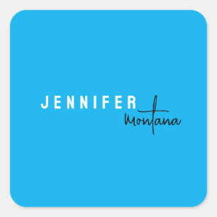 Pegatina Cuadrada Caligrafía Elegante Llanura Añadir nombre propio