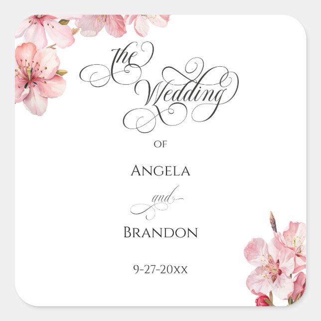 Pegatina Cuadrada Caligrafía Hawthorne  (Anverso)