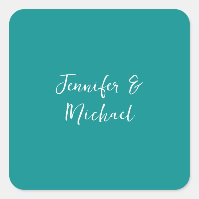 Pegatina Cuadrada Caligrafía minimalista profesional azul (Anverso)