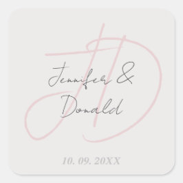 Pegatina Cuadrada Caligrafía moderna monograma de letra clásica