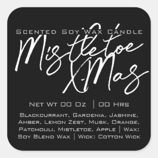 Pegatina Cuadrada Caligrafía moderna que deja una veta blanca negra