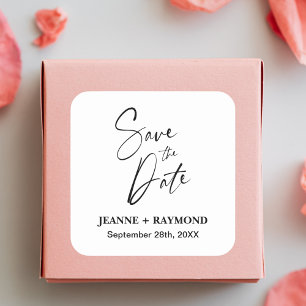 Pegatina Cuadrada Caligrafía Romántica Personalizada para Anuncio de