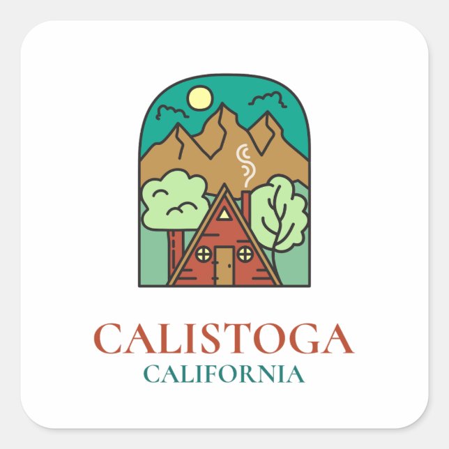 Pegatina Cuadrada Calistoga - California (Anverso)