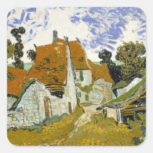 Pegatina Cuadrada Calle Auvers-sur-Oise Vincent van Gogh