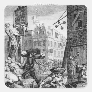 Pegatina Cuadrada Calle de la cerveza, 1751