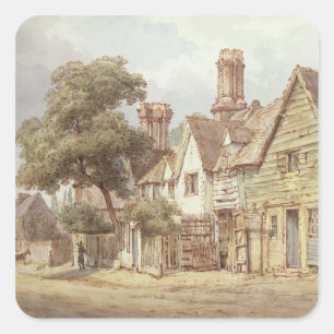 Pegatina Cuadrada Calle del pueblo