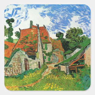 Pegatina Cuadrada Calle del pueblo por Vincent van Gogh