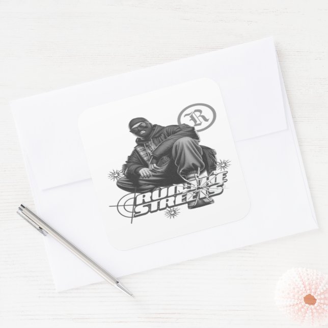 Pegatina Cuadrada calle hecha (Sobre)