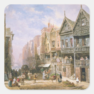 Pegatina Cuadrada Calle Watergate, mirando hacia Eastgate